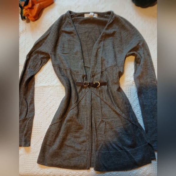 extra fine merino wool greyish Brown cardigan - Picture 2 of 7